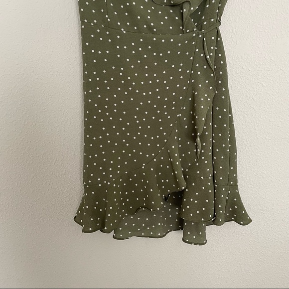 Forever 21 Olive Polka Dot Wrap Mini Dress - Picture 12 of 12